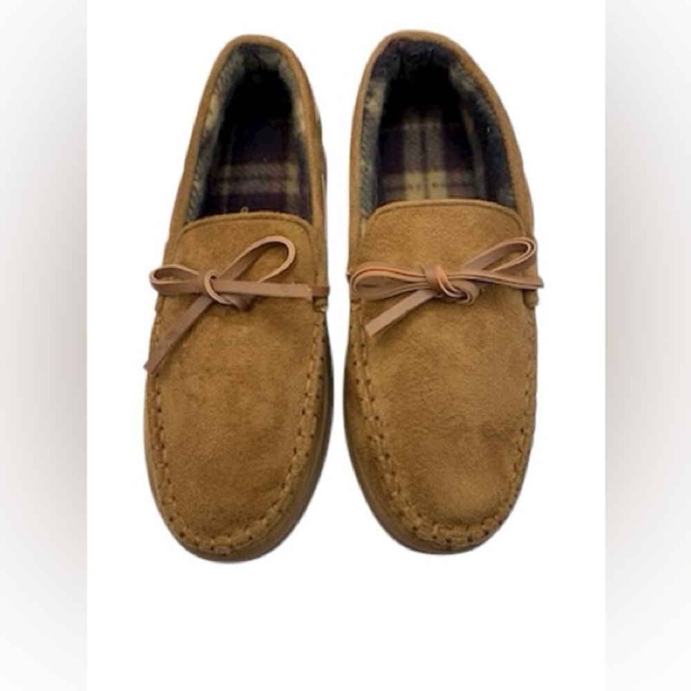 GOLDTOE Men's Memory Foam Indoor/Outdoor Slippers NIB $40 SIZE SMALL (7) TAN